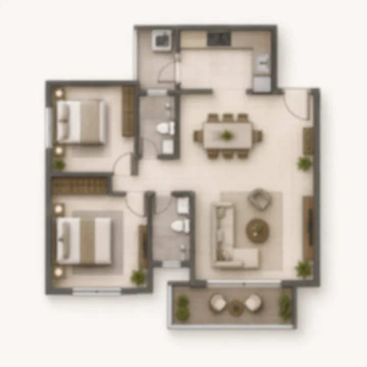 Brigade Innovation Gardens 2 BHK floor plan layout - indicative, 1,000-1,250 sq ft Brigade Innovation Gardens 2 BHK floor plan layout - indicative, 1,000-1,250 sq ft